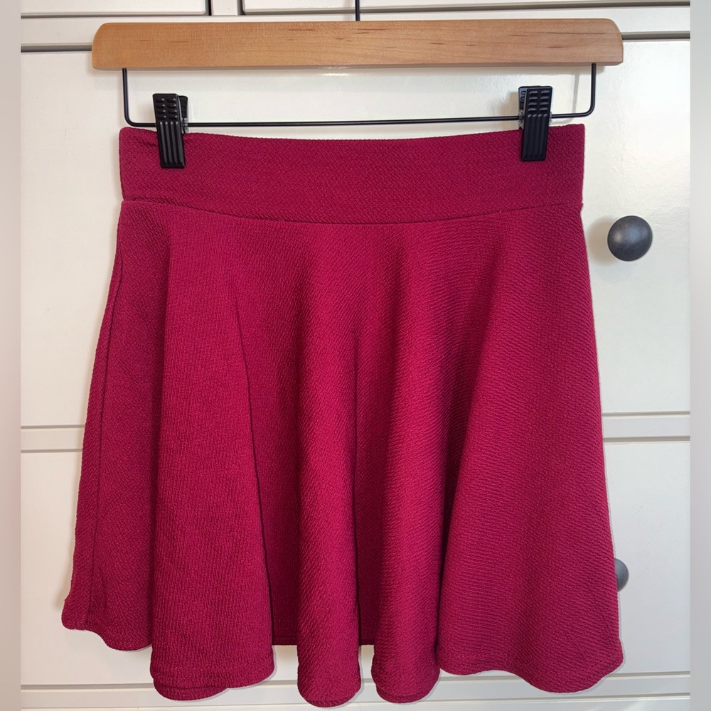 High Waisted Mini Wine Red Skirt